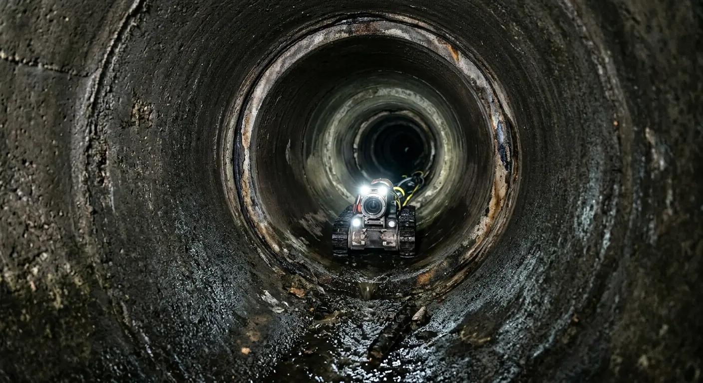 Robotic sewer camera inspecting pipe interior for Sewer Line Cleaning in Blue Ash